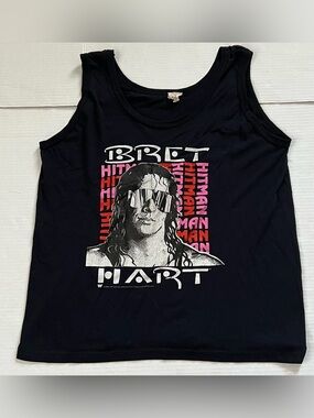 Vintage 80s 1989 Wwf Bret Hitman Hart Wrestling Tank Top Shirt Large Wcw Wwe